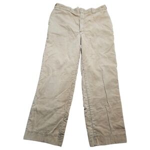 LL Bean Tan Flannel Lined Corduroy Pants 34x28.5 Straight Leg Beige Trouser **
